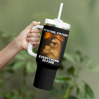 Funny Cat Meme Tumbler With Handle It Is Fine I Am Fine Every Thing Is Fine - Wonder Print Shop