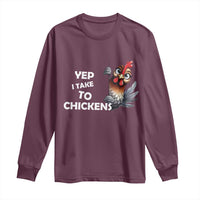 Funny Cute Chicken Long Sleeve Shirt Yep I Talk To Chickens Farm Animal Lover - Wonder Print Shop