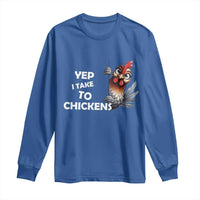 Funny Cute Chicken Long Sleeve Shirt Yep I Talk To Chickens Farm Animal Lover - Wonder Print Shop