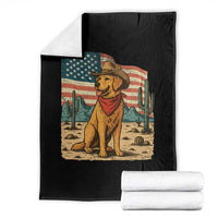 Patriotic Cowboy Dog Throw Blanket American Flag Western Country - Wonder Print Shop