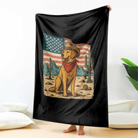 Patriotic Cowboy Dog Throw Blanket American Flag Western Country - Wonder Print Shop