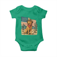 Patriotic Cowboy Dog Baby Onesie American Flag Western Country - Wonder Print Shop