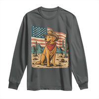 Patriotic Cowboy Dog Long Sleeve Shirt American Flag Western Country - Wonder Print Shop