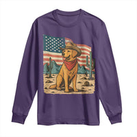 Patriotic Cowboy Dog Long Sleeve Shirt American Flag Western Country - Wonder Print Shop