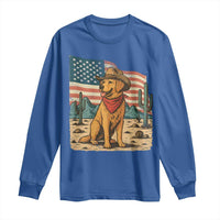 Patriotic Cowboy Dog Long Sleeve Shirt American Flag Western Country - Wonder Print Shop