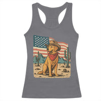 Patriotic Cowboy Dog Racerback Tank Top American Flag Western Country - Wonder Print Shop