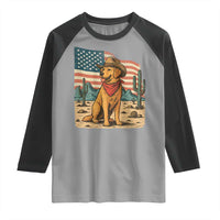 Patriotic Cowboy Dog Raglan Shirt American Flag Western Country - Wonder Print Shop