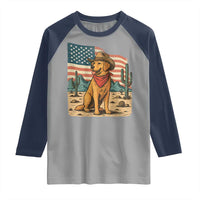 Patriotic Cowboy Dog Raglan Shirt American Flag Western Country - Wonder Print Shop