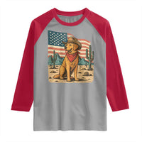 Patriotic Cowboy Dog Raglan Shirt American Flag Western Country - Wonder Print Shop
