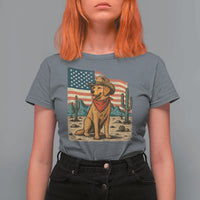 Patriotic Cowboy Dog T Shirt For Women American Flag Western Country - Wonder Print Shop