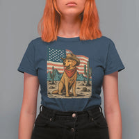 Patriotic Cowboy Dog T Shirt For Women American Flag Western Country - Wonder Print Shop