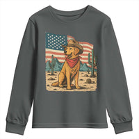 Patriotic Cowboy Dog Youth Sweatshirt American Flag Western Country - Wonder Print Shop