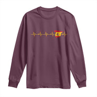Spain Heartbeat EKG Espana Spanish Flag Map Long Sleeve Shirt