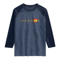 Spain Heartbeat EKG Espana Spanish Flag Map Raglan Shirt
