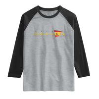 Spain Heartbeat EKG Espana Spanish Flag Map Raglan Shirt