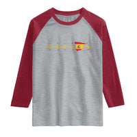 Spain Heartbeat EKG Espana Spanish Flag Map Raglan Shirt