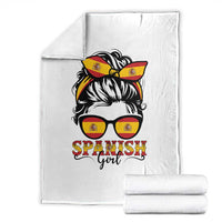 Espana Spain Messy Bun Girl Spanish Flag Throw Blanket