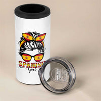 Espana Spain Messy Bun Girl Spanish Flag 4 in 1 Can Cooler Tumbler