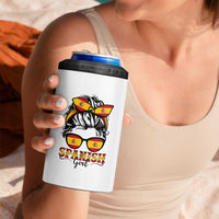 Espana Spain Messy Bun Girl Spanish Flag 4 in 1 Can Cooler Tumbler