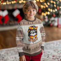 Espana Spain Messy Bun Girl Spanish Flag Ugly Christmas Sweater
