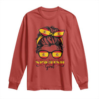Espana Spain Messy Bun Girl Spanish Flag Long Sleeve Shirt