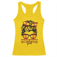 Espana Spain Messy Bun Girl Spanish Flag Racerback Tank Top