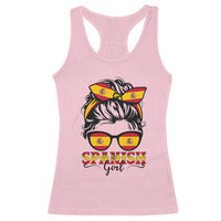 Espana Spain Messy Bun Girl Spanish Flag Racerback Tank Top