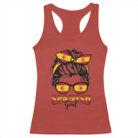 Espana Spain Messy Bun Girl Spanish Flag Racerback Tank Top
