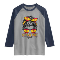 Espana Spain Messy Bun Girl Spanish Flag Raglan Shirt