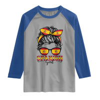 Espana Spain Messy Bun Girl Spanish Flag Raglan Shirt