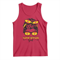 Espana Spain Messy Bun Girl Spanish Flag Tank Top