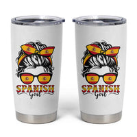 Espana Spain Messy Bun Girl Spanish Flag Tumbler Cup