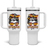 Espana Spain Messy Bun Girl Spanish Flag Tumbler With Handle