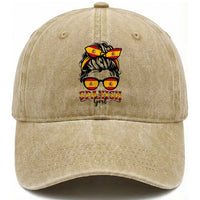 Espana Spain Messy Bun Girl Spanish Flag Washed Cotton Baseball Cap