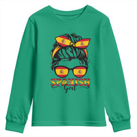 Espana Spain Messy Bun Girl Spanish Flag Youth Sweatshirt