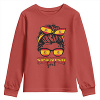 Espana Spain Messy Bun Girl Spanish Flag Youth Sweatshirt