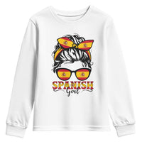 Espana Spain Messy Bun Girl Spanish Flag Youth Sweatshirt
