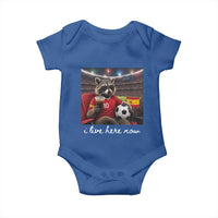 Espana Spain Soccer Football Fan Spanish Flag Baby Onesie Funny Raccoon I Live Here Now
