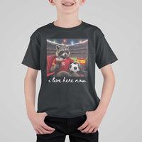 Espana Spain Soccer Football Fan Spanish Flag T Shirt For Kid Funny Raccoon I Live Here Now