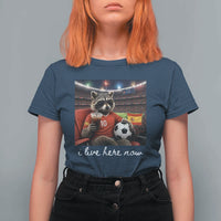 Espana Spain Soccer Football Fan Spanish Flag T Shirt For Women Funny Raccoon I Live Here Now