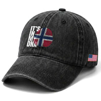 It's in My DNA Norway Norwegian Flag Pride Washed Cotton Baseball Cap