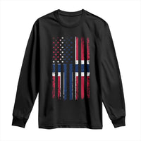 Norwegian Roots Half American Flag USA Norway Pride Long Sleeve Shirt