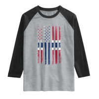 Norwegian Roots Half American Flag USA Norway Pride Raglan Shirt