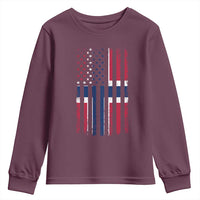 Norwegian Roots Half American Flag USA Norway Pride Youth Sweatshirt