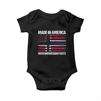 Made in America with Norwegian Parts Baby Onesie Half American Flag USA Norway Pride