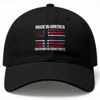 Made in America with Norwegian Parts Baseball Cap Half American Flag USA Norway Pride