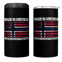 Made in America with Norwegian Parts 4 in 1 Can Cooler Tumbler Half American Flag USA Norway Pride