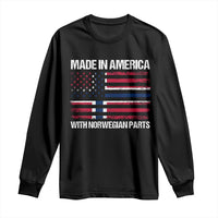 Made in America with Norwegian Parts Long Sleeve Shirt Half American Flag USA Norway Pride