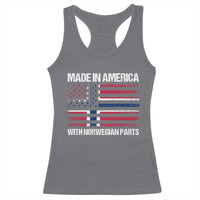 Made in America with Norwegian Parts Racerback Tank Top Half American Flag USA Norway Pride