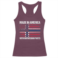 Made in America with Norwegian Parts Racerback Tank Top Half American Flag USA Norway Pride